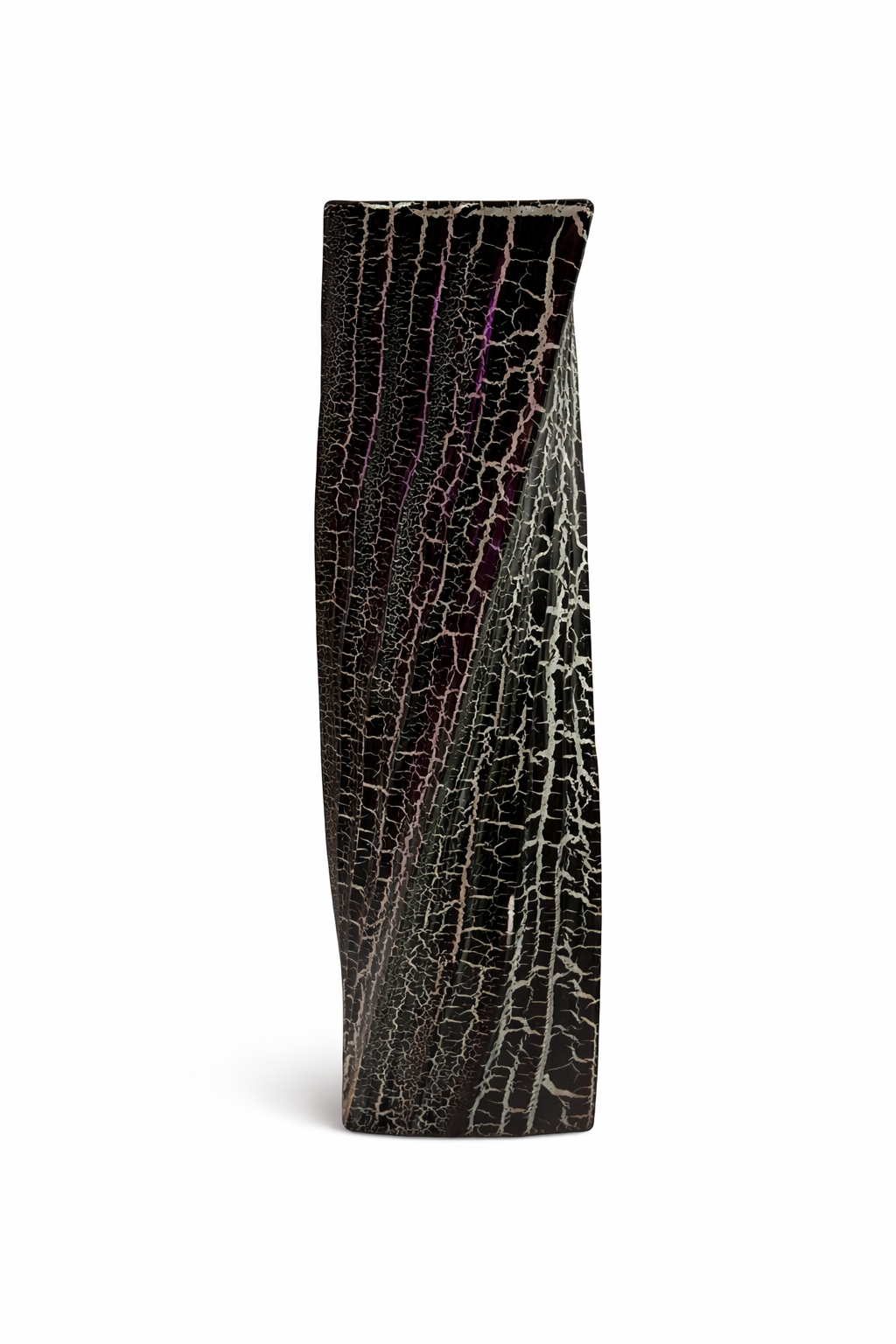 Obsidian Wave Crackle Floor Vase