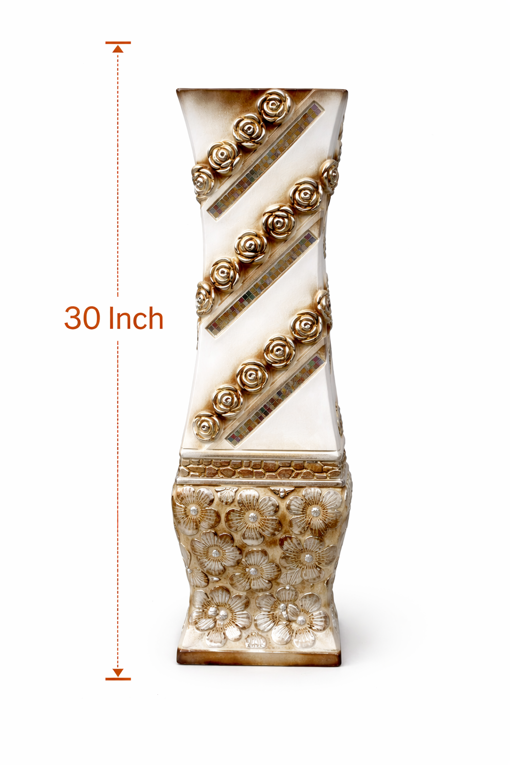 White & Gold Ceramic Flower Vase 2