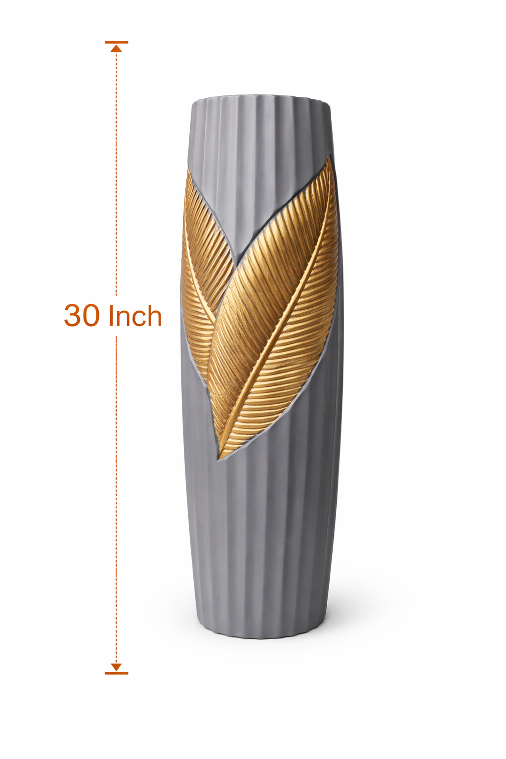 Modern Grey Vase with Gold Leaf Design 2